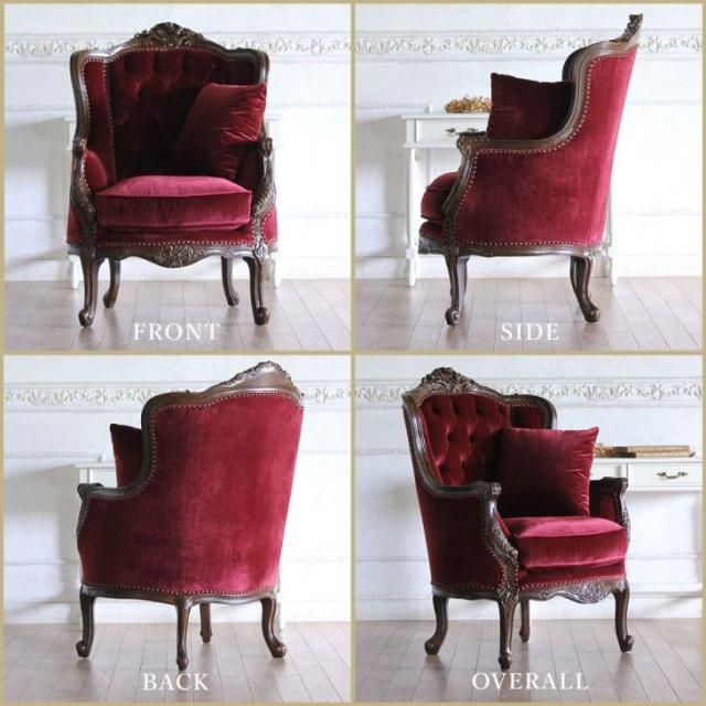 ソフィアシリーズ ハイバックソファ 1人掛け　レッドベルベット 1008-1w-5f41b リプロ C 70*80*100