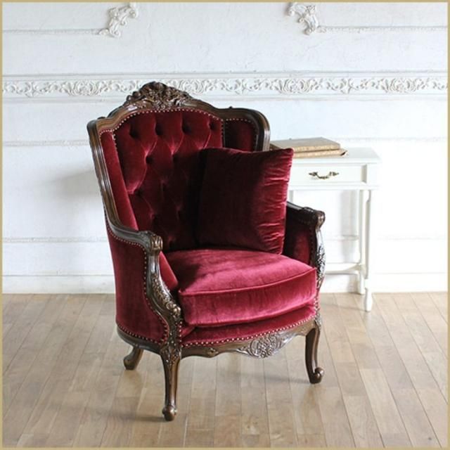 ソフィアシリーズ ハイバックソファ 1人掛け　レッドベルベット 1008-1w-5f41b リプロ C 70*80*100
