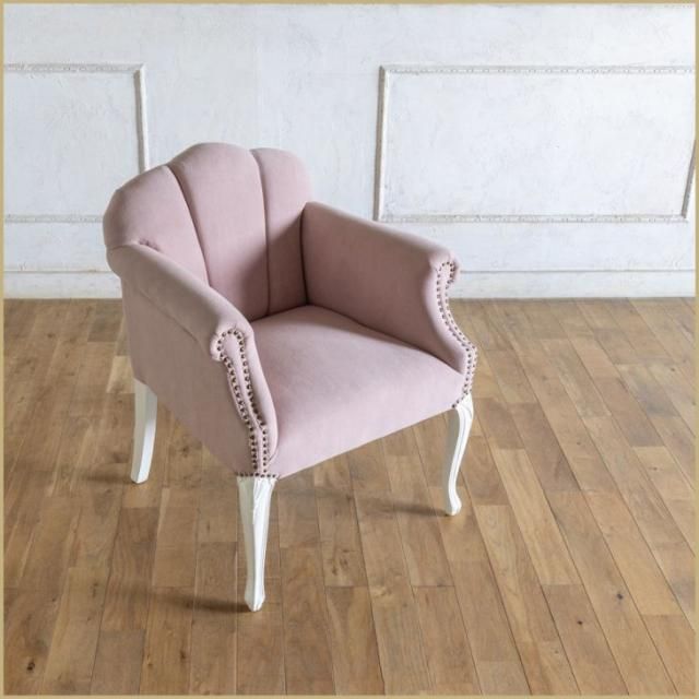 シェル チェア 1人掛け　シャーベットピンク(ファブリック)×ホワイト脚 6096-18f237 リプロ B 65*60*75
