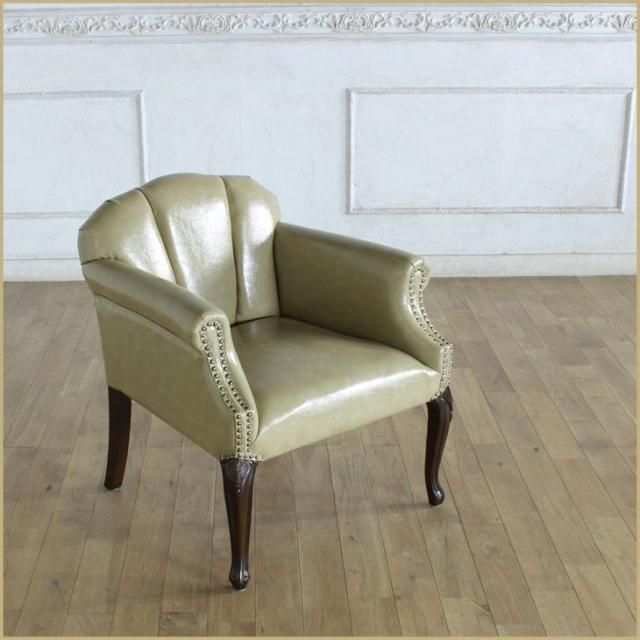 シェルチェア 1人掛け　ブラウン脚×サンドベージュPUレザー(合皮) 6096-5p89 リプロ B 65*60*75
