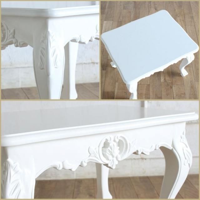 ロココ調 ローテーブル アンティーク ホワイトシンフォニー 猫脚