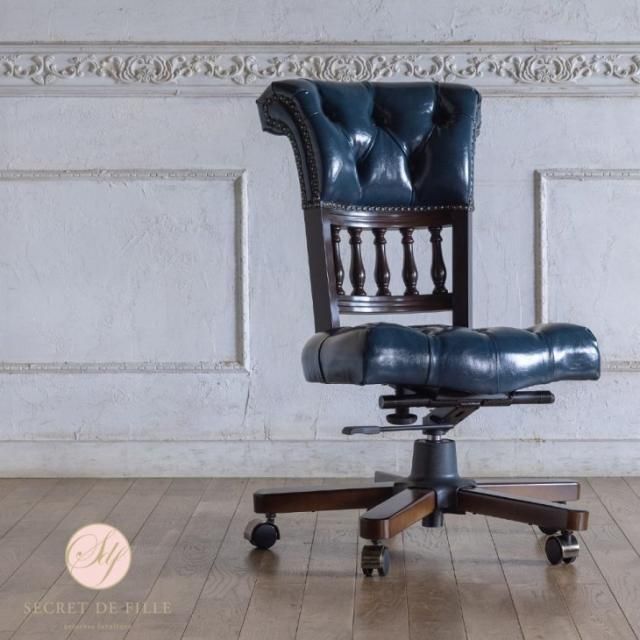 デスクチェア 【ブルー】 約幅48cm スチール 合皮/合成皮革 キャスター付き デスクチェア 【ブルー】 約幅48cm スチール 合皮/合成皮革