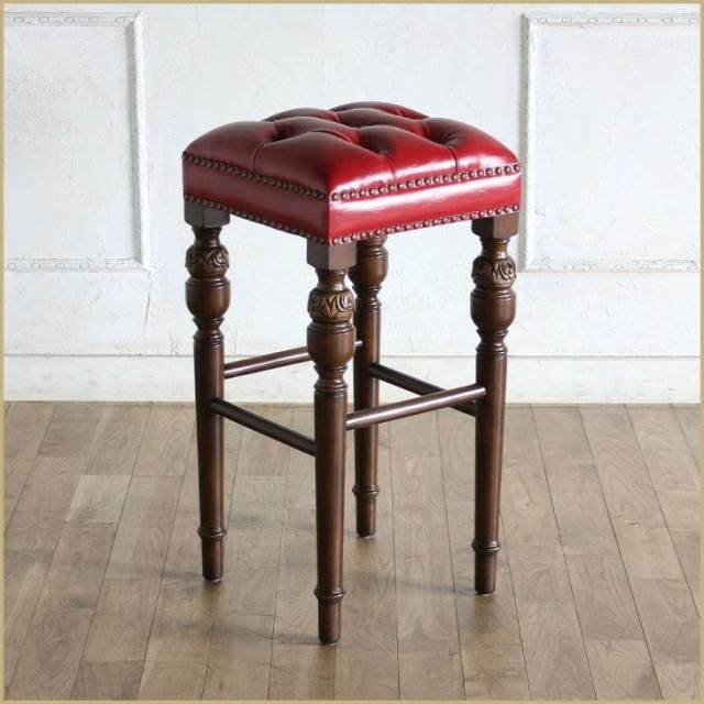 <img class='new_mark_img1' src='https://img.shop-pro.jp/img/new/icons20.gif' style='border:none;display:inline;margin:0px;padding:0px;width:auto;' />【29,800円円→20,000円 SALE】ブリティッシュスタイル カウンター バースツール　ブラウン脚×レッドPUレザー(合皮) 9006-b-5p63b リプロ A 37*37*75