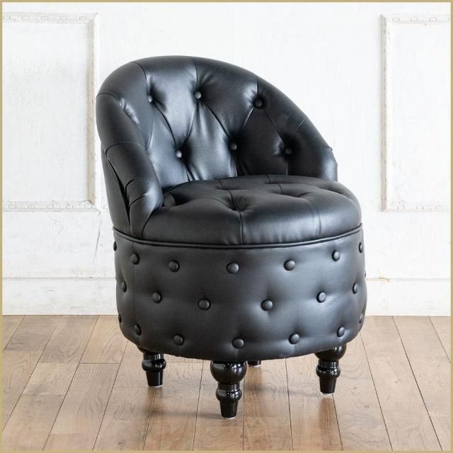 ローバックチェアスツール　ブラックPUレザー(合皮) np32b リプロ B 50*50*60