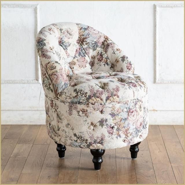 ローバックチェアスツール アンティークフラワー(ファブリック) nf254b