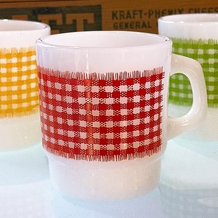 Fire-King ファイヤーキング ギンガムチェック キャニスター3色セット Fire-King ファイヤーキング ギンガムチェック キャニスター3色