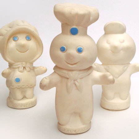 ピルズベリー社の人気キャラクタードゥボーイの愛称で有名な、ポッピンフレッシュフィンガーパペット（ソフビ指人形）です。
