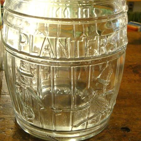 ☆1940年代 Mr.ピーナッツ バレル型ガラスジャー（パッキン付き