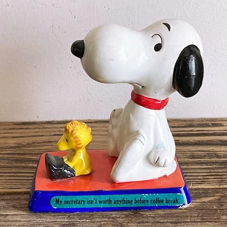 SNOOPY - ビンテージ スヌーピー フィギュア Determined メッセージドール Determined社より、スヌーピースヌーピー&ウッドストック（陶製