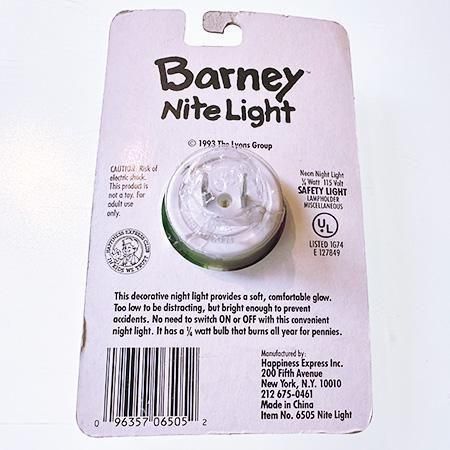 90s Barney&Friendsバーニー&フレンズ Barney気球型ライト 1990年代のバーニー&フレンズのナイトライトです。 未開封、パッケージ