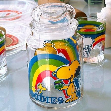 【レア】Anchor Hocking スヌーピー\"GOODIES\"ジャー(M) レア】Anchor Hocking スヌーピー