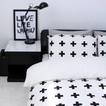 白黒】クロス 布団カバー シングル（150cm×210cm） - おしゃれな