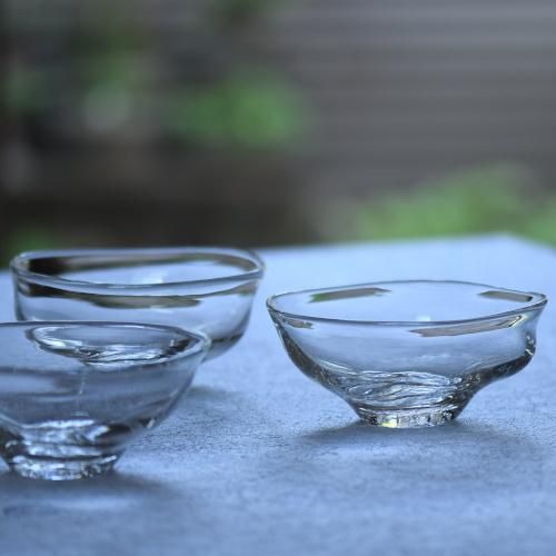 作家物手吹きガラス泡深鉢 作家物手吹きガラス泡深鉢 食器