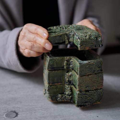 織部L型重箱 陶芸家 金本卓也【Galleryてとて】 織部L型重箱 陶芸家 金本卓也【Galleryてとて】