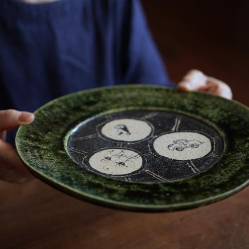 織部27cmリム皿 澤克典【Galleryてとて】