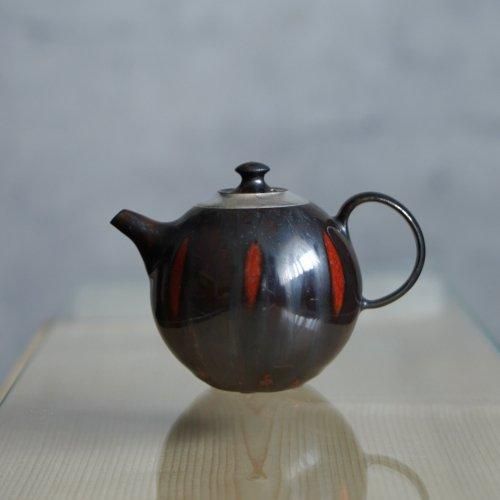 C] NG0107 中村譲司 覆黒銀彩振出 振出 茶道具 菓子器 干菓子器