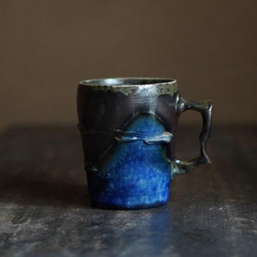 備前窯変蒼マグカップ 馬場隆志【Galleryてとて】