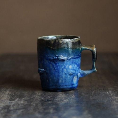 備前窯変蒼マグカップ 馬場隆志【Galleryてとて】