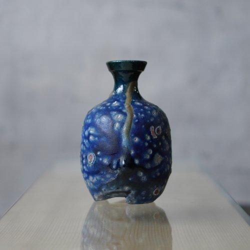 新作☆馬場隆志☆備前窯変青徳利☆共箱・布・栞 陶芸