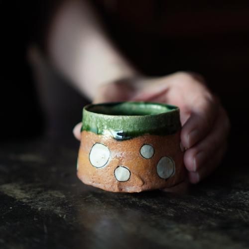 織部ぐい呑（共箱付） 陶芸家 澤克典【Galleryてとて】