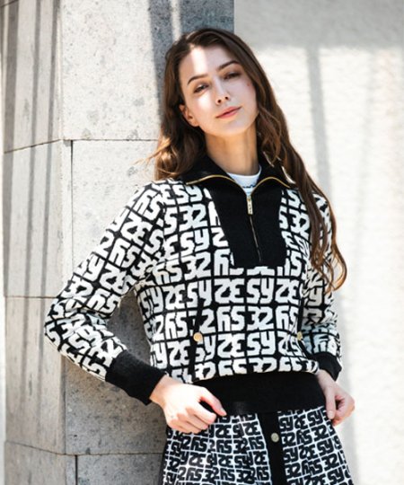 30%OFFSY LOGO KNIT ZIP UP SWEATERWOMEN'S