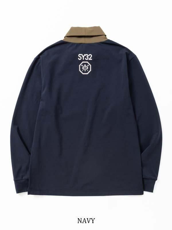 新品☆SY32 GOLF ワッフル ハイネック シャツ☆青＆黒☆XLサイズ 新品☆SY32 GOLF ワッフル ハイネック シャツ☆青＆黒☆XLサイズ