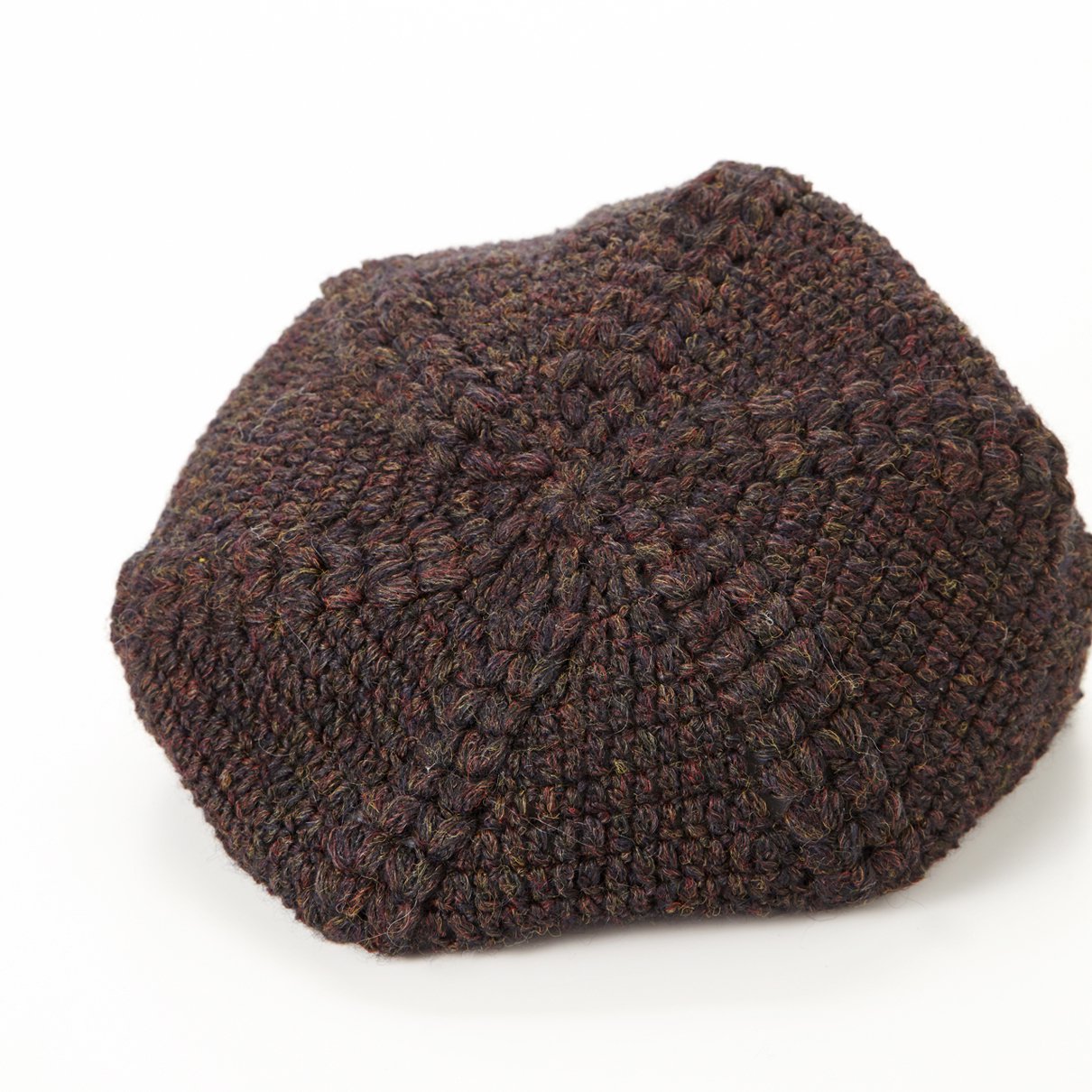 変形玉編みベレー帽(フラッフィーメランジ)