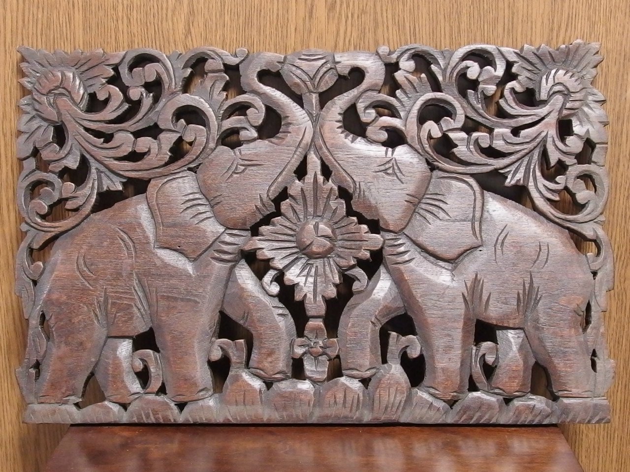木彫りレリーフ （象・四角） typeA - 『ぱきえす』 アジアン雑貨