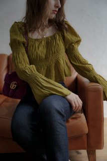 Offshoulder Gather Tos<br>[BLACK/YELLOW]*