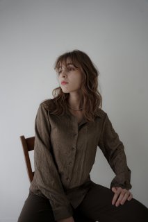 Wrinkle Design Shirt<br>[BEIGE/BROWN]*