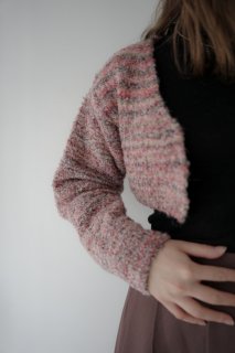 cropped Knit Cardigan<br>[GREEN/PINK]*