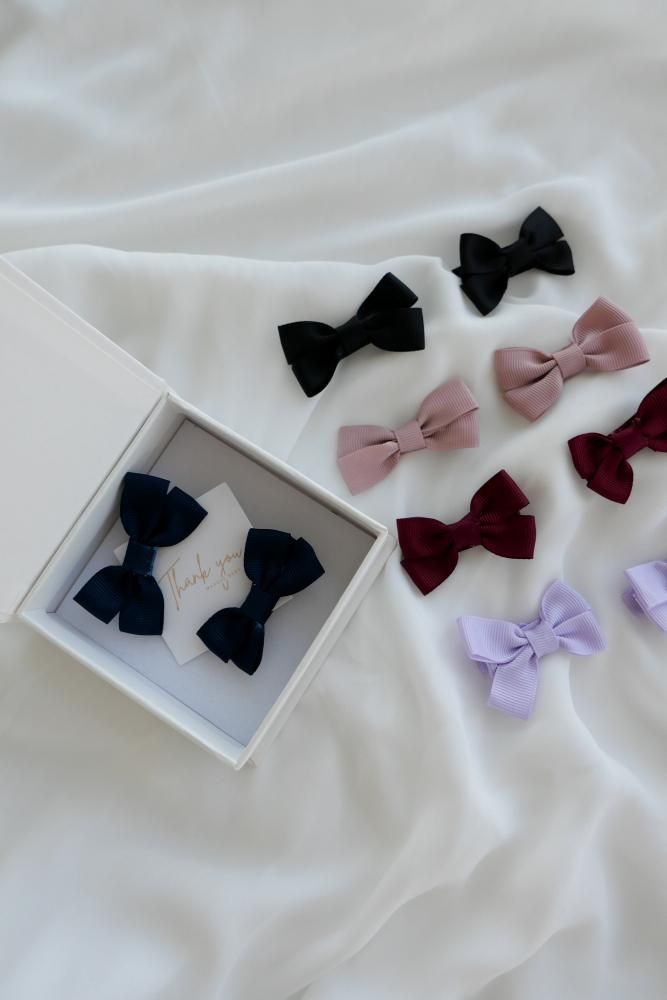 MARQUE Baby Ribbon Hair Clip 2set[BLACK/NAVY/PINK/BURGUNDY