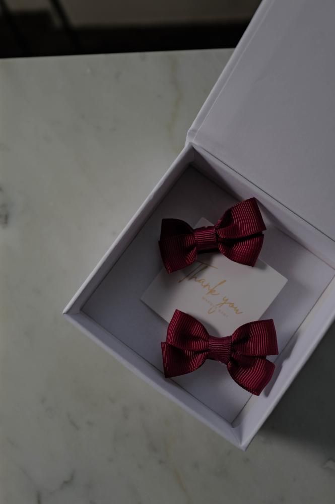 MARQUE Baby Ribbon Hair Clip 2set[BLACK/NAVY/PINK/BURGUNDY