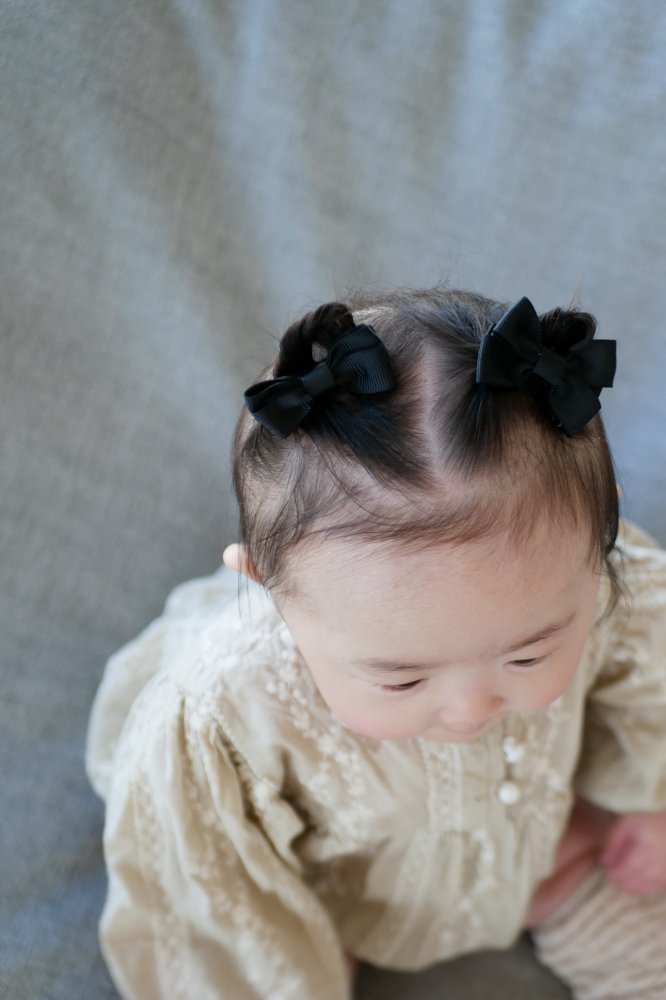 MARQUE Baby Ribbon Hair Clip 2set[BLACK/NAVY/PINK/BURGUNDY/GINGER