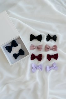 MARQUE Baby Ribbon Hair Clip 2set<br>[BLACK/NAVY/PINK/BURGUNDY/LAVENDER]