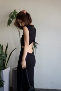 No Sleeve Cut Out One-piece<br>[BEIGE/BLACK][S/M]