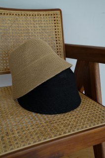 Cotton Mix Bucket Hat<br>[BLACK/BEIGE]<br>