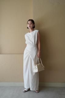 Rayon No Sleeve One-piece<br>[BEIGE/KHAKI]