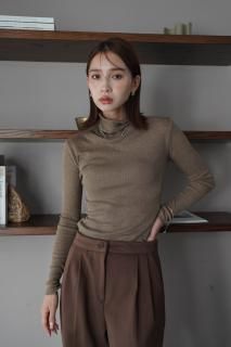 <img class='new_mark_img1' src='https://img.shop-pro.jp/img/new/icons8.gif' style='border:none;display:inline;margin:0px;padding:0px;width:auto;' />Lame Turtle Neck Tops<br>[BLACK/BEIGE]