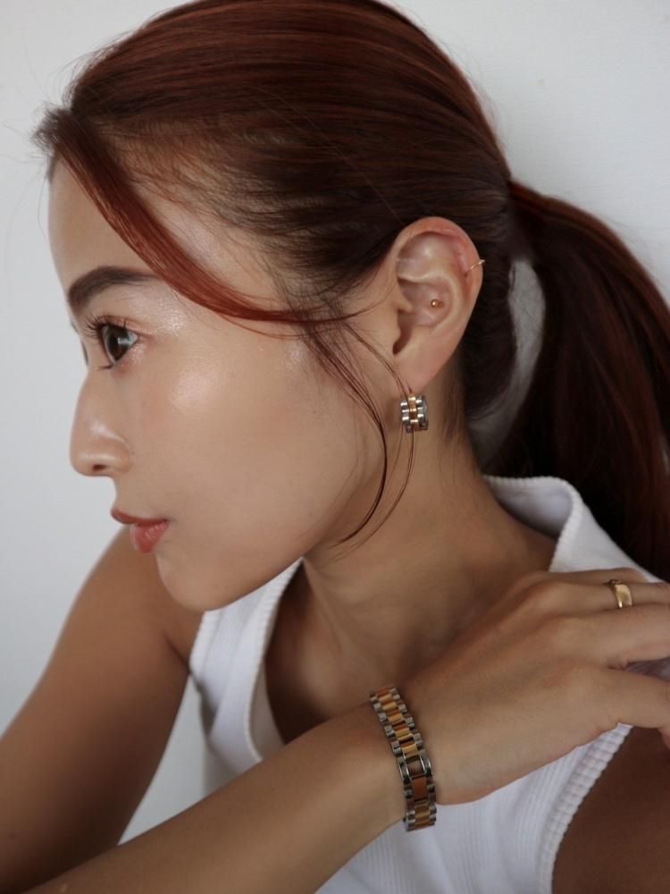 MAIKO SANO×MIDASTOUCH[stainless316L]ベルトフープピアス[GOLD