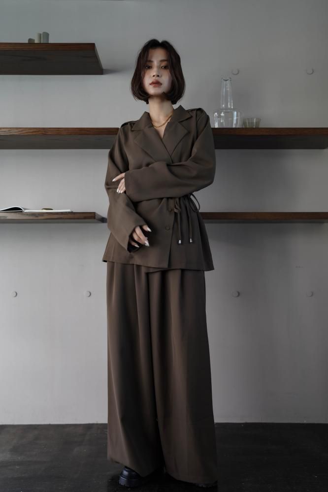 Wrap Jacket & Pants Set Up[BLACK/BROWN] - RITAM -リタム