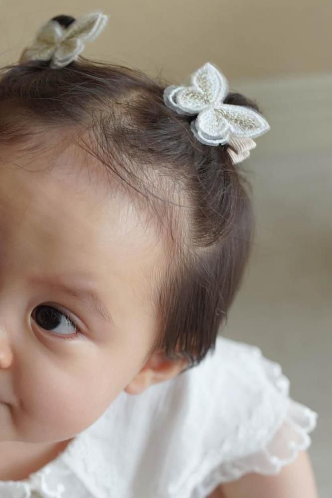【真ん中ぷっくりダブル】ベビーヘアクリップ　キッズヘアクリップ　ヘアゴム　② 真ん中ぷっくりダブル】ベビーヘアクリップ キッズヘアクリップ