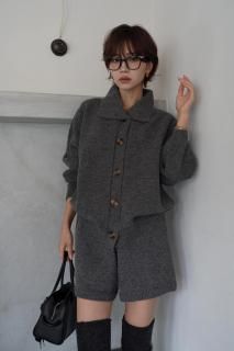 <img class='new_mark_img1' src='https://img.shop-pro.jp/img/new/icons8.gif' style='border:none;display:inline;margin:0px;padding:0px;width:auto;' />Cozy Knit Cardigan & ShortPants Setup<br>[BROWN/GRAY]
