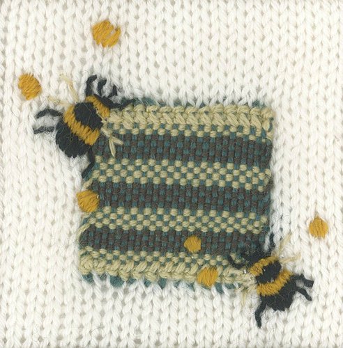 エコヴィータ作品例ニッティング、ニット刺繍、編んだ生地に刺繍