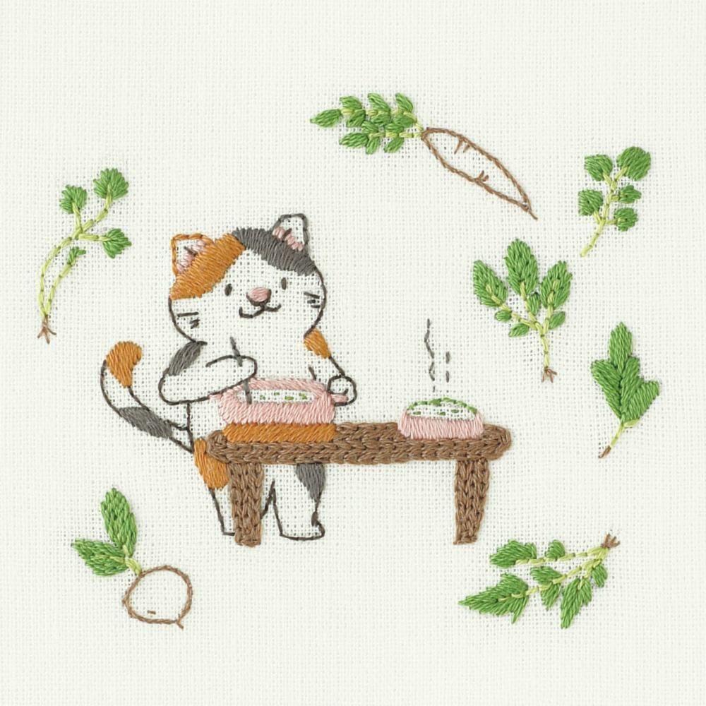 手刺繍入あずき/小豆のお腹ピロー【三毛猫の秋の収穫】 手刺繍入あずき/小豆のお腹ピロー【三毛猫の秋の収穫】