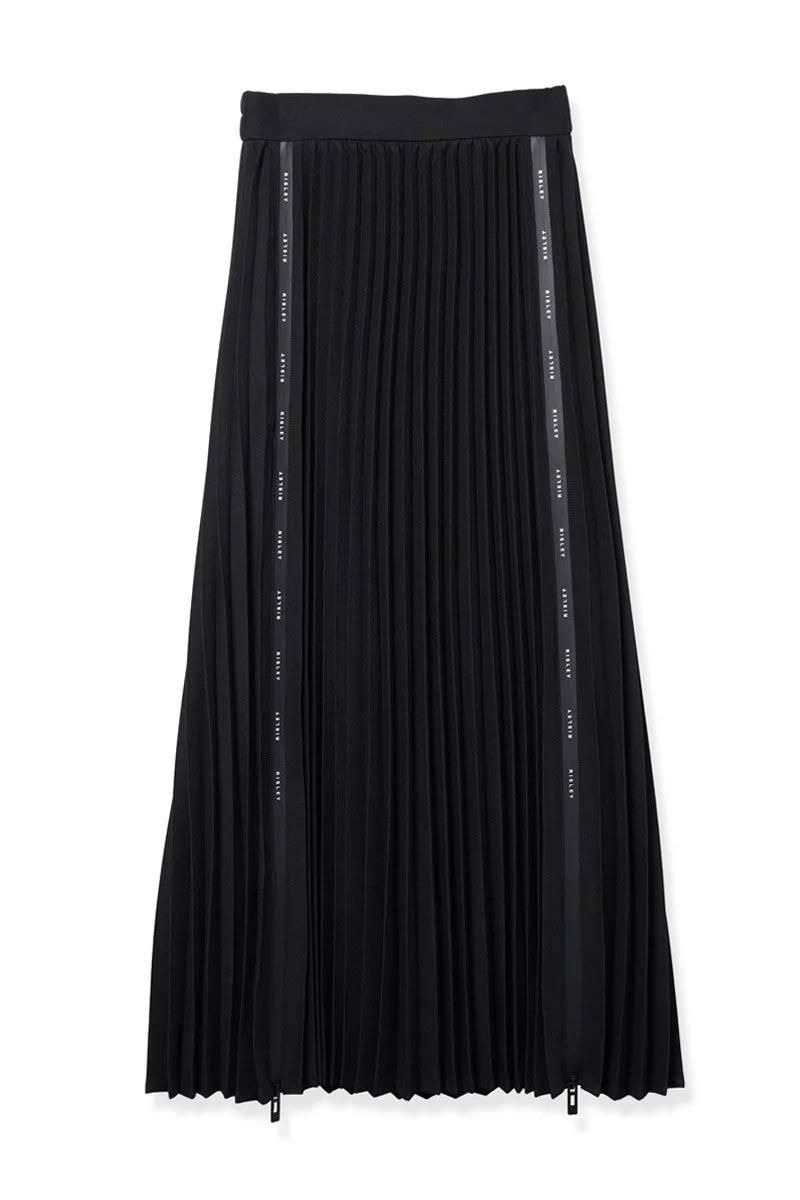 美品！RISLEY　ブラックプリーツロングスカート RISLEY リズレー ロゴジッププリーツスカート 通販 | セレクト