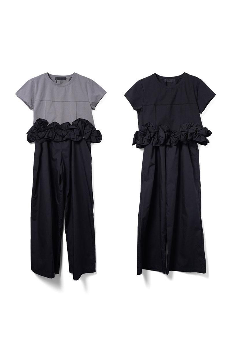 Micalle Micalle(ミカーレミカーレ) フリルTシャツ×サスペンダー