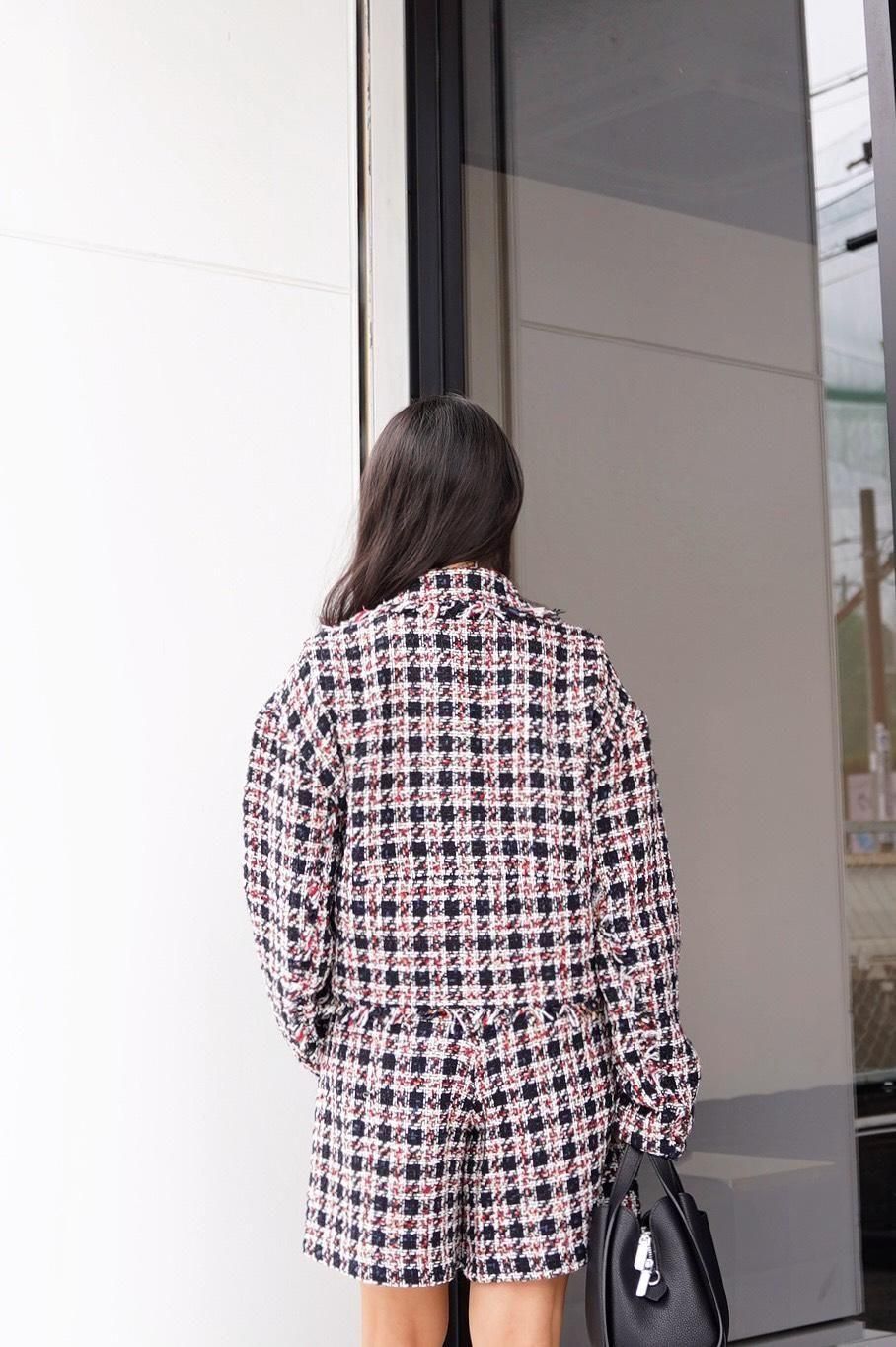 ローライダーxハリスツイード シングルライダースツイードチェック