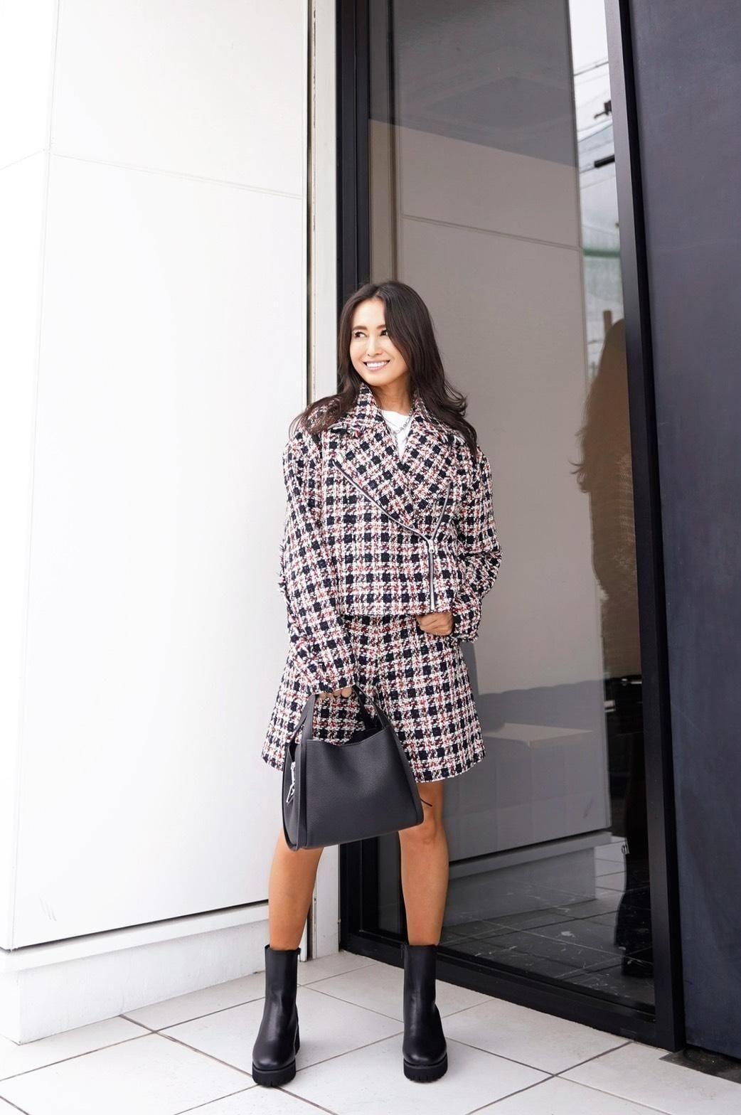 piccinピッチンツイードチェックライダースジャケット 通販 | セレクト