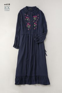 クレープジョーゼット Thistle embroideryドレス